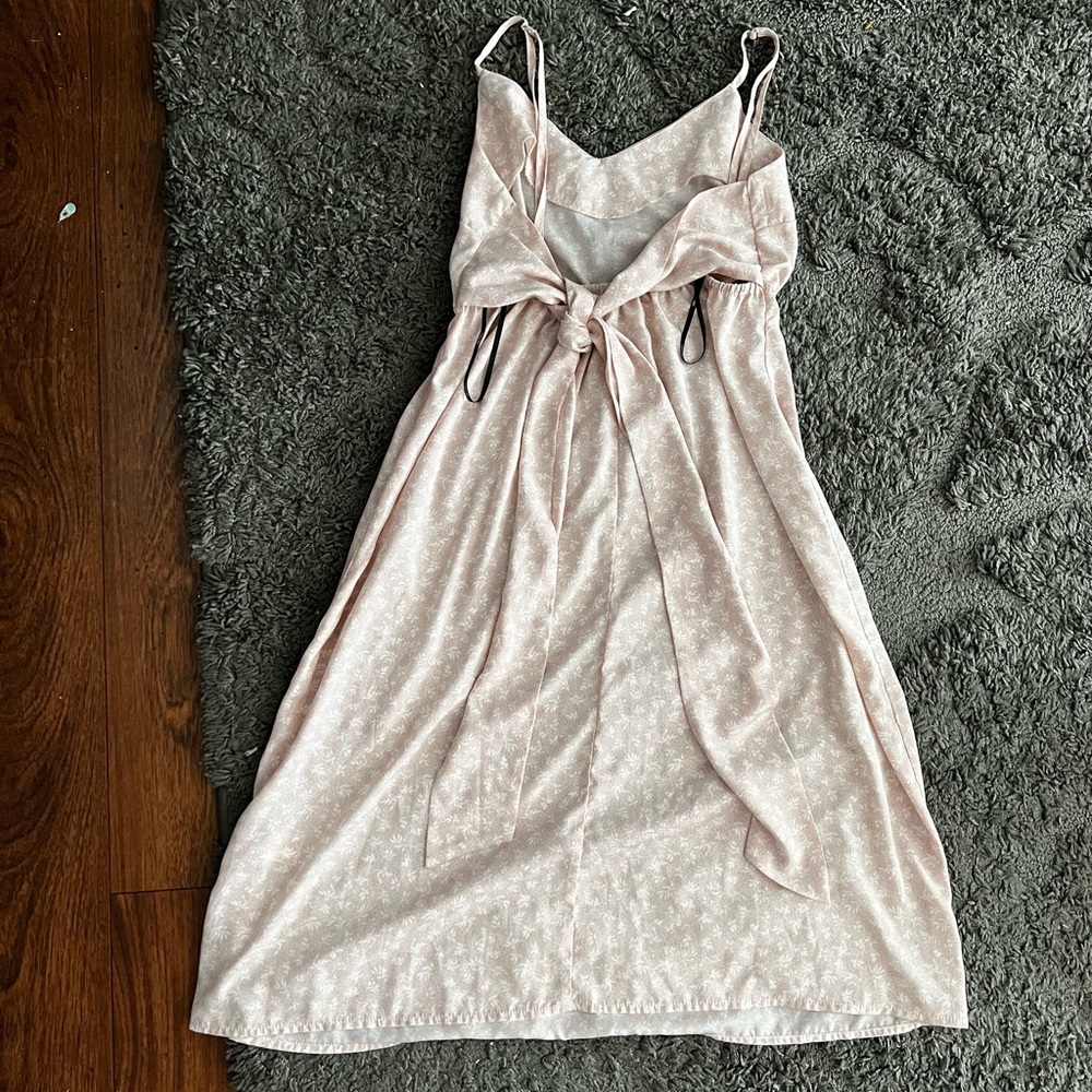 Forever 21 Pink Floral V-Neck Spaghetti Strap A-Line Dress Size Large - Picture 3 of 5